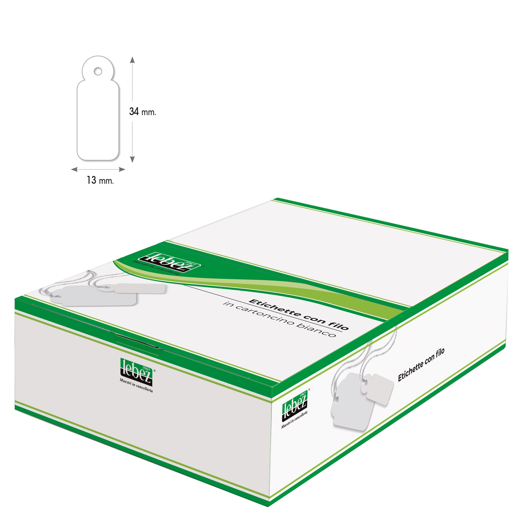 Etichette con filo A386 - 13 x 34 mm - bianco - Lebez - conf. 1000 pezzi - image 1