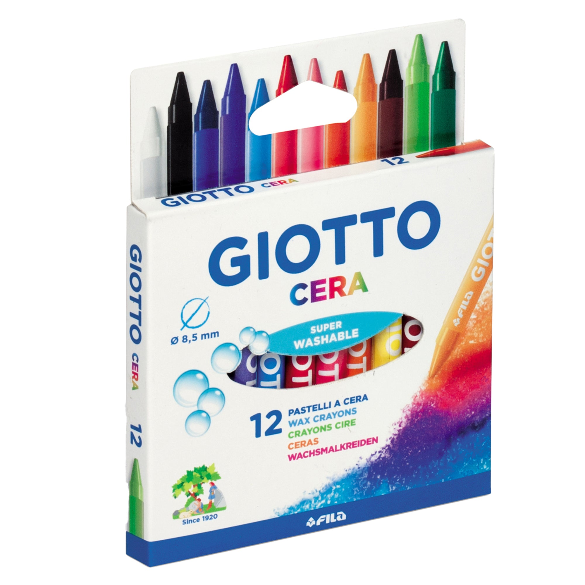 Pastelli a cera - lunghezza 90 mm - diametro 8,50 mm - colori assortiti - Giotto - conf. 12 pezzi - image 1