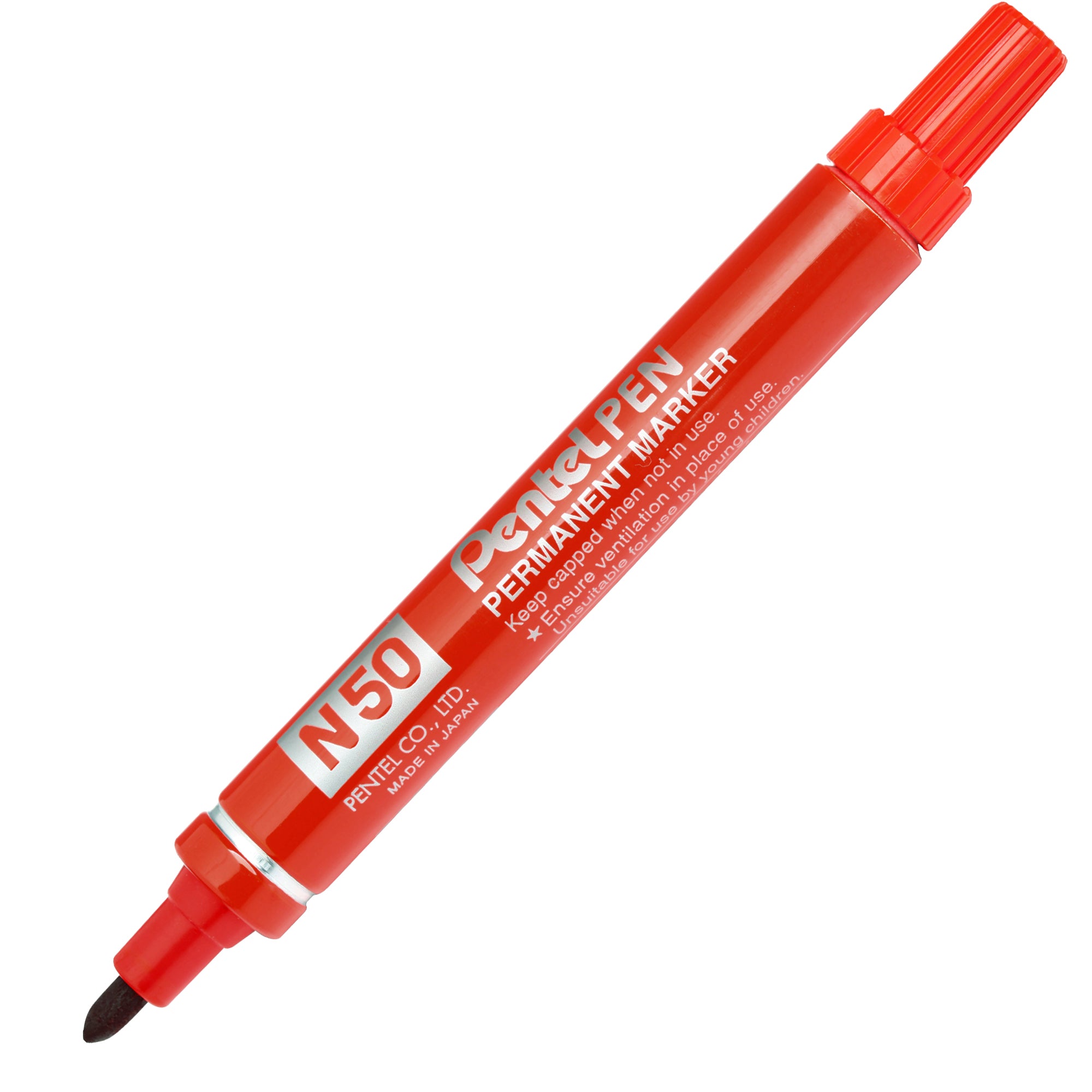 Marcatore permanente N50 - punta tonda - rosso - Pentel - image 1