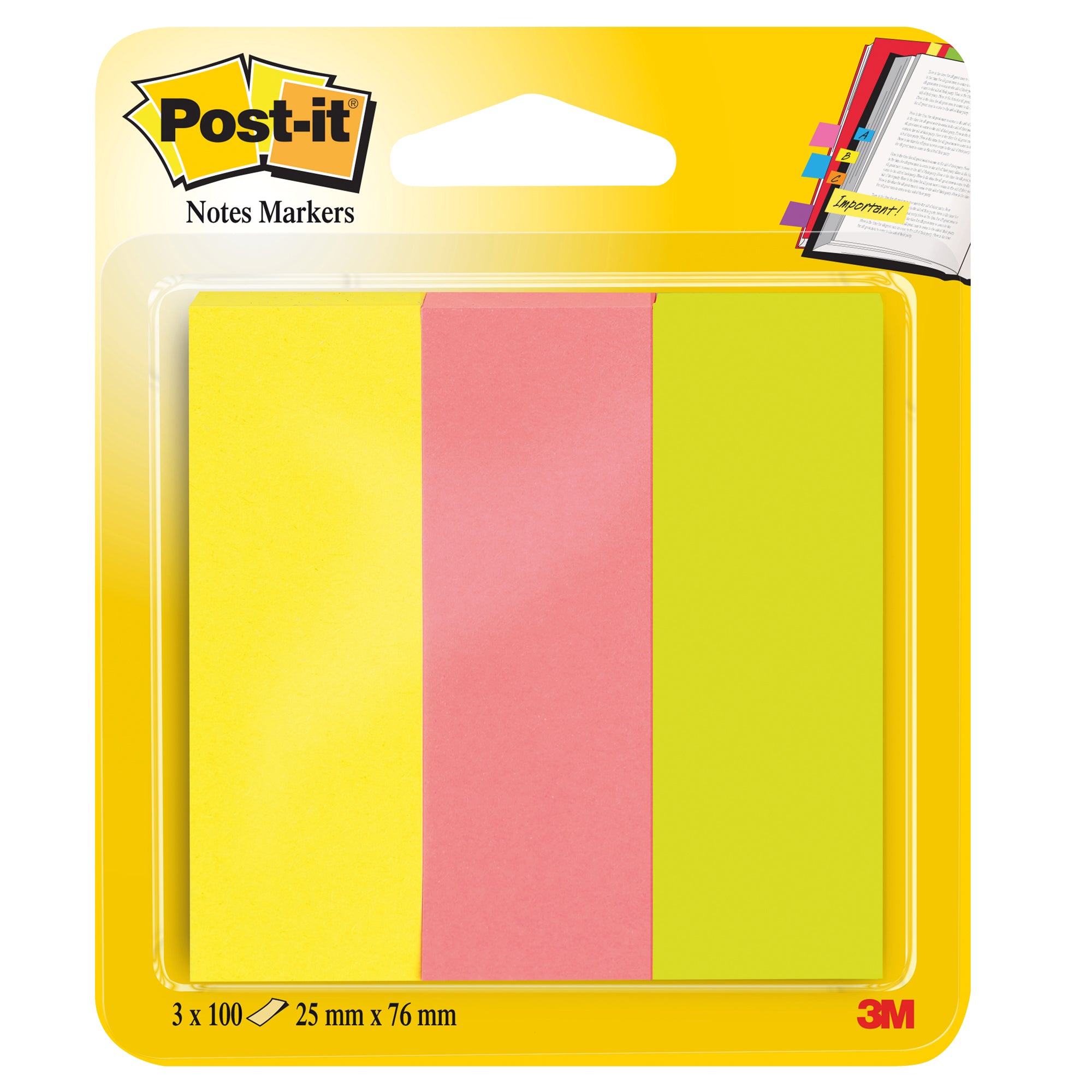 Segnapagina Post-it in carta - 671-3 - 25 x 76 mm - 3 colori Neon - Post-it - conf. 300 pezzi - image 1