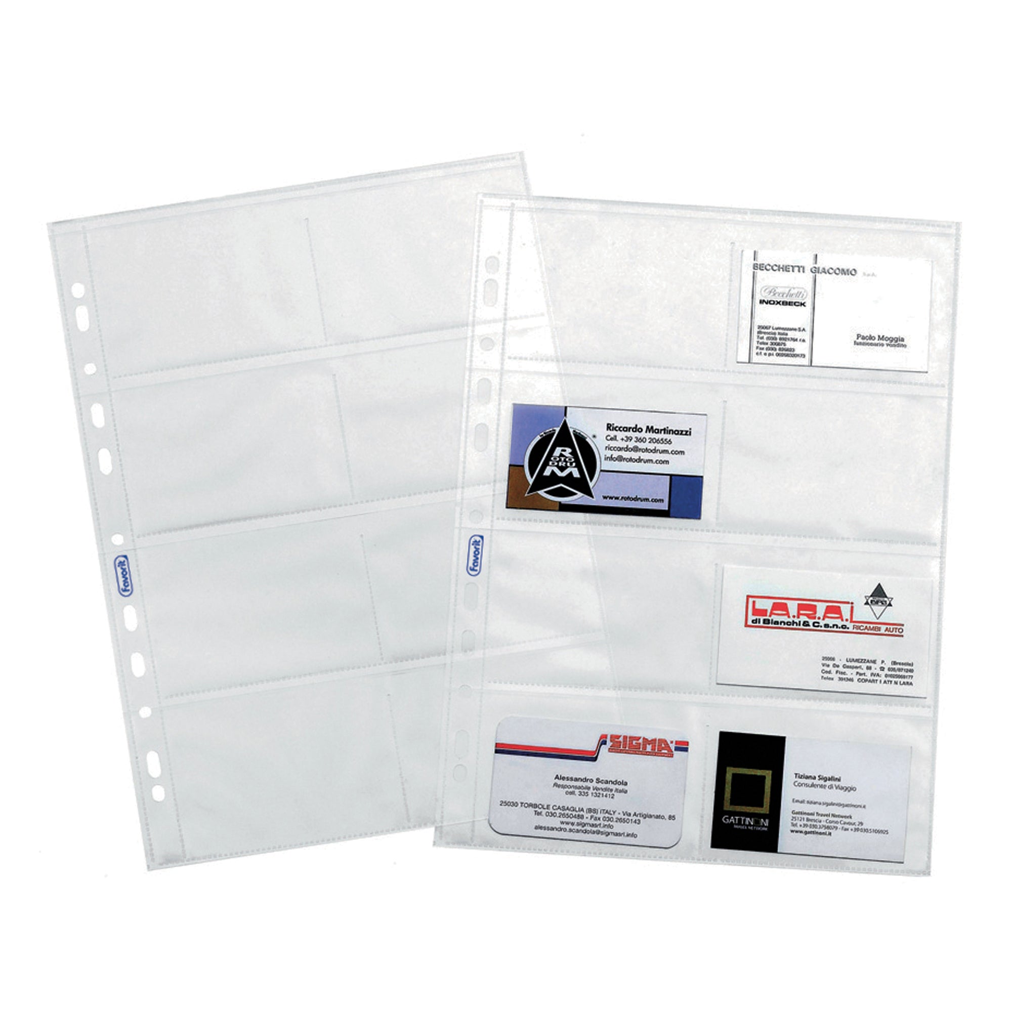 Buste forate Portabiglietti - 8 Tasche - 22,2 x 31,2 cm - trasparente - Favorit - conf. 10 pezzi - image 1