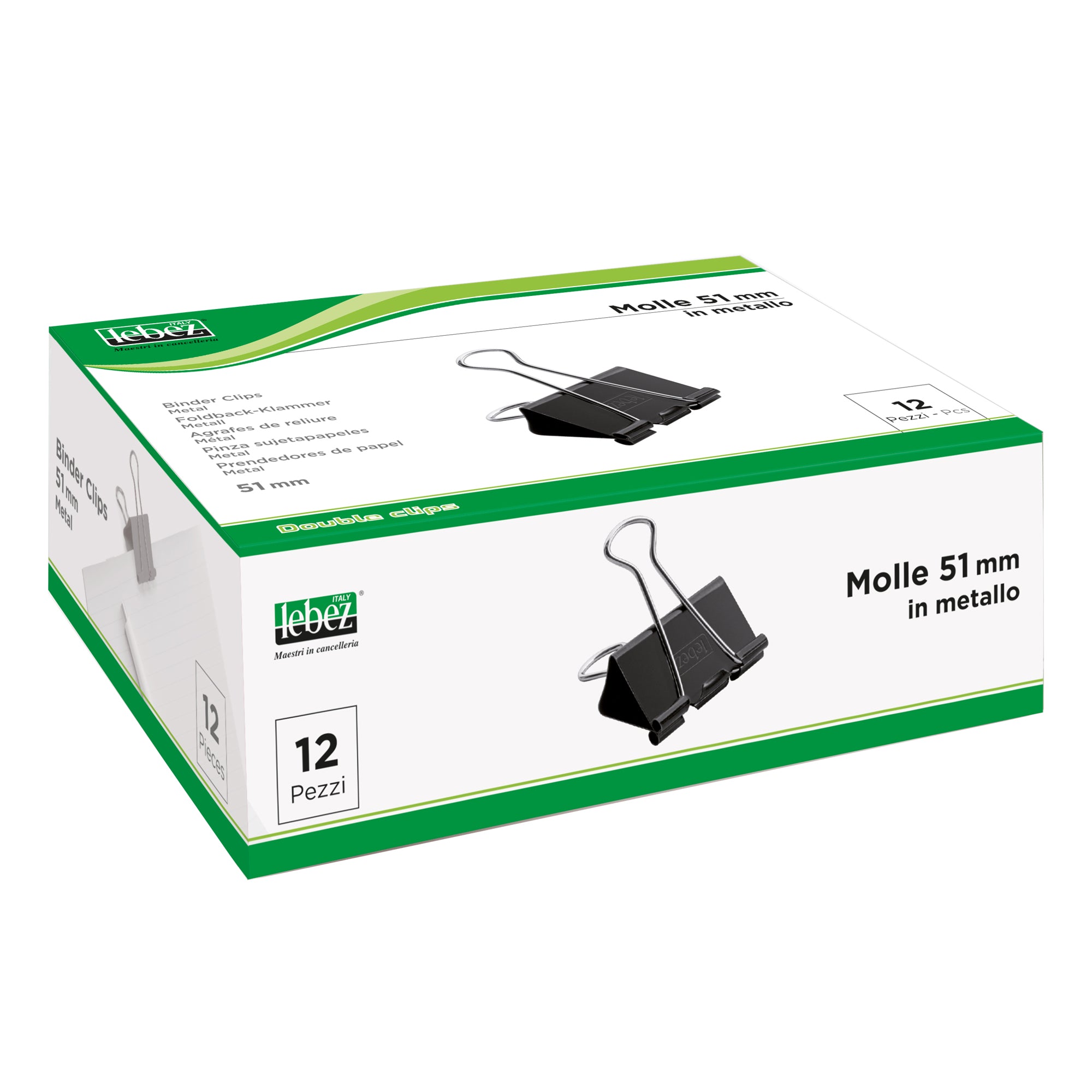 Molla Double Clips - 5,1 cm - nero - Lebez - conf. 12 pezzi - image 1