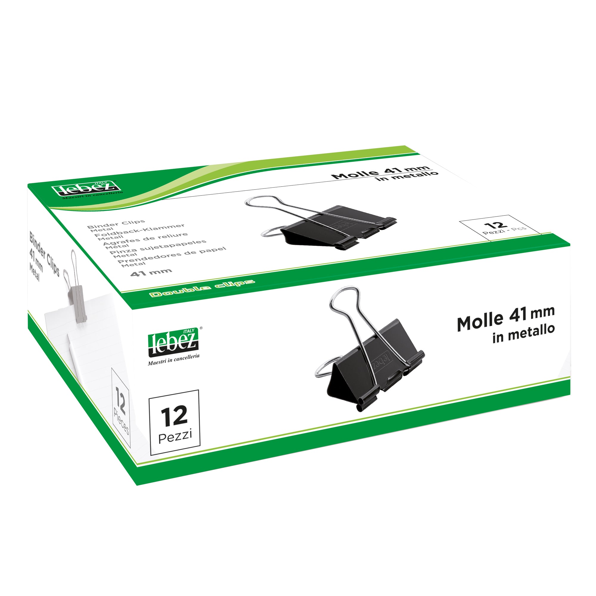 Molla Double Clips - 4,1 cm - nero - Lebez - conf. 12 pezzi - image 1