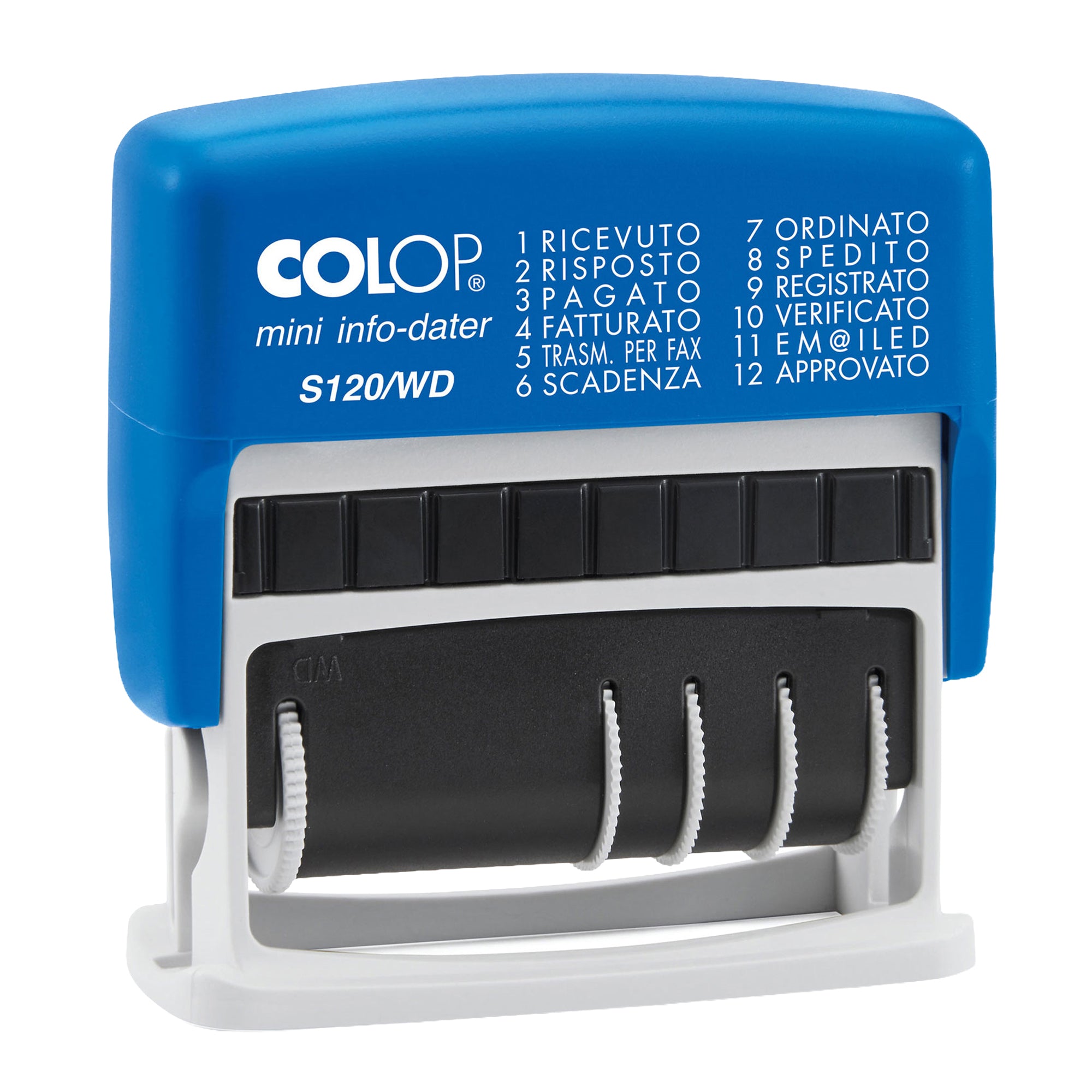 Timbro Mini Info S120/WD Datario + Polinomio - 12 diciture 4 mm - autoinchiostrante - Colop - image 1
