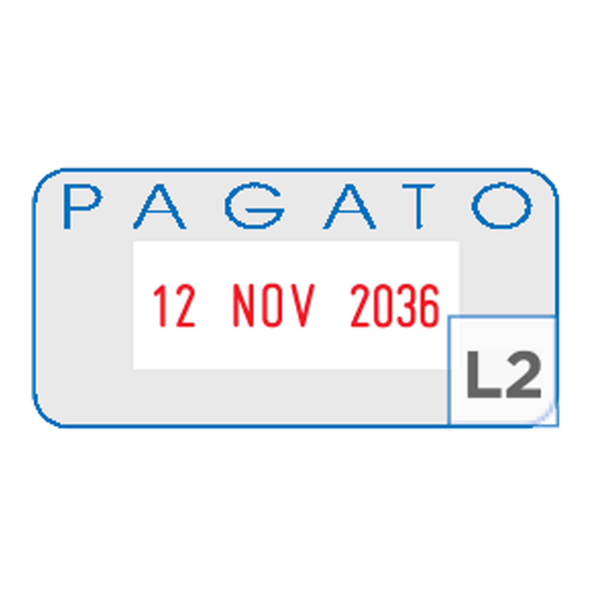 Timbro S260/L2 Datario + PAGATO - 4 mm - autoinchiostrante - bicolore - Colop - image 2