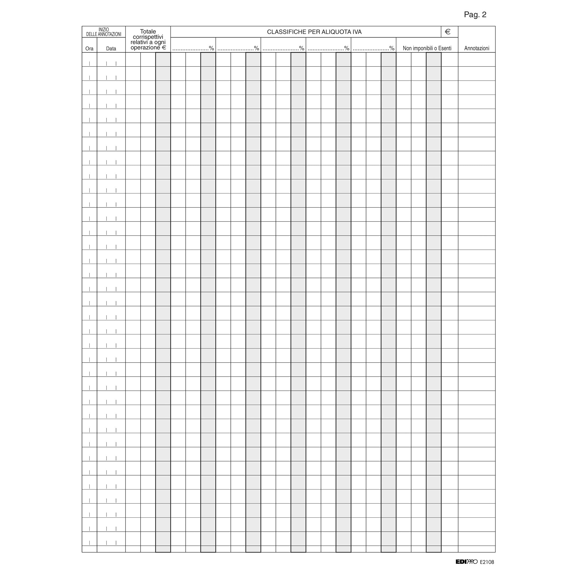 Registro Iva corrispettivi per mancato funzionamento registro cassa - 31 x 24,5cm - 46pg - pagine numerate - Edipro - image 2
