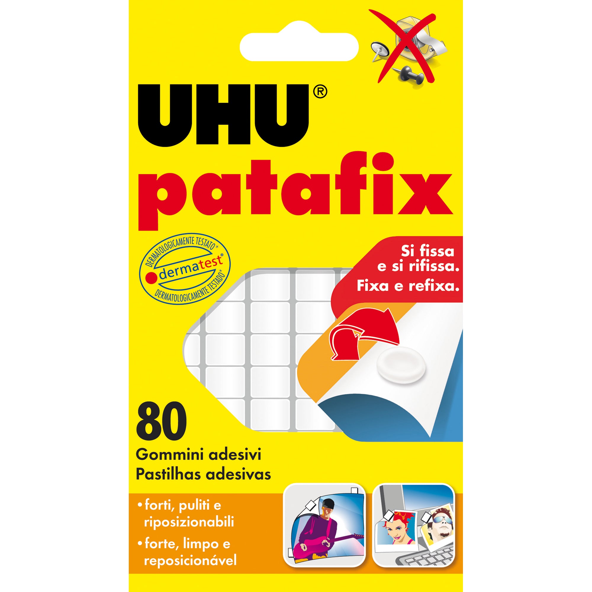 Supporti in gomma adesiva UHU Patafix - bianco - UHU - conf. 80 pezzi - image 1