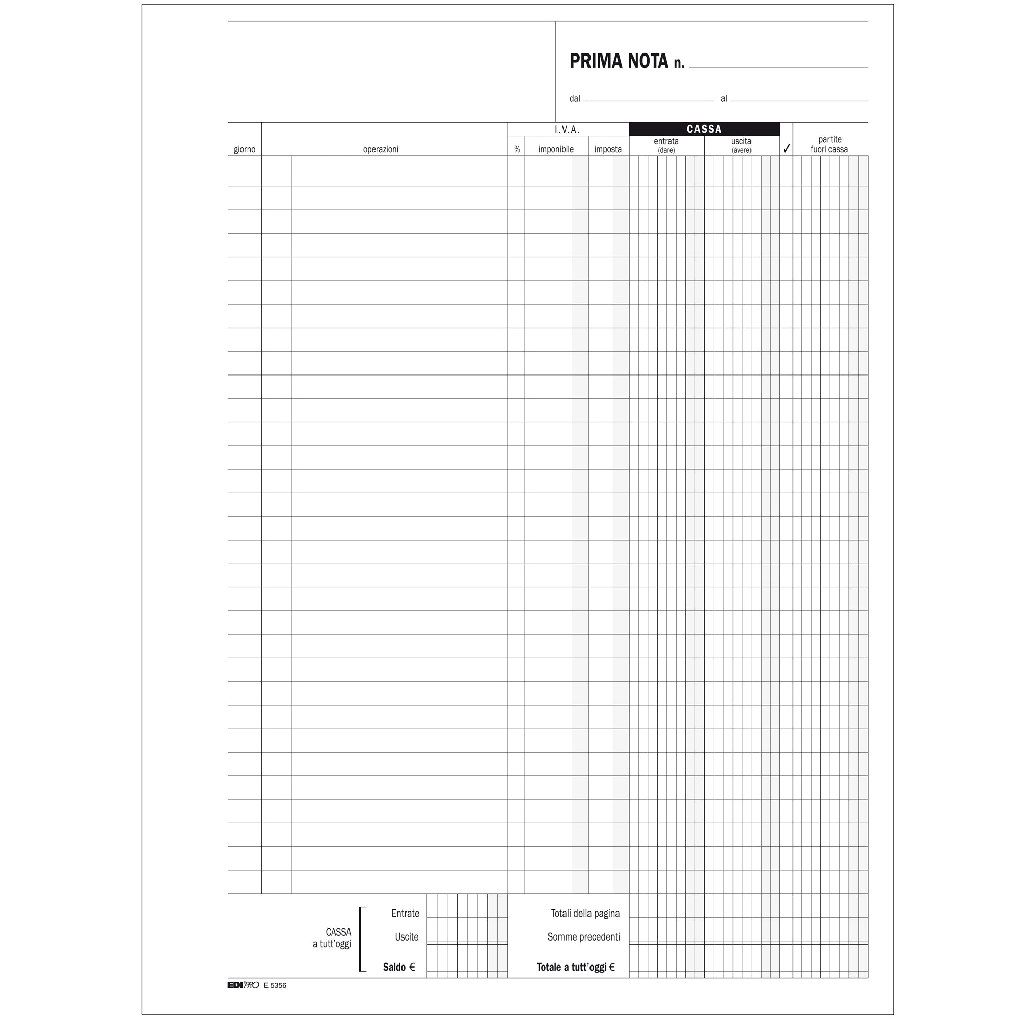 Blocco prima nota cassa - uso mano - 31 x 21cm - 100 fogli - Edipro - image 2