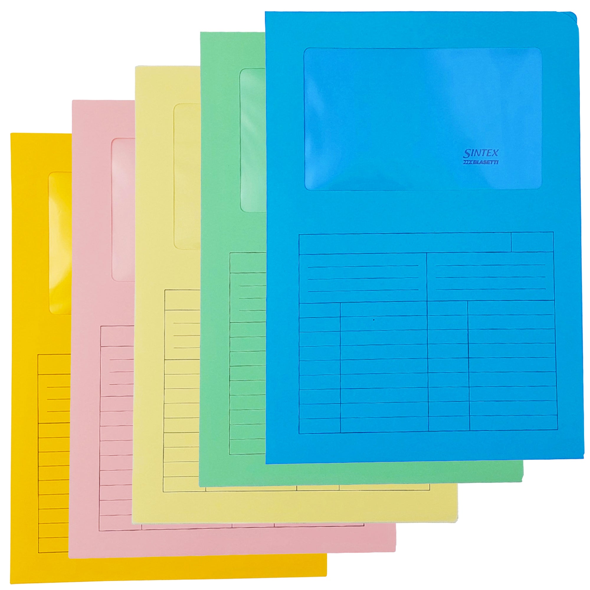 Cartellina a L con finestra Sintex - 120 gr - A4 - mix 5 colori - Blasetti - conf. 20 pezzi - image 1