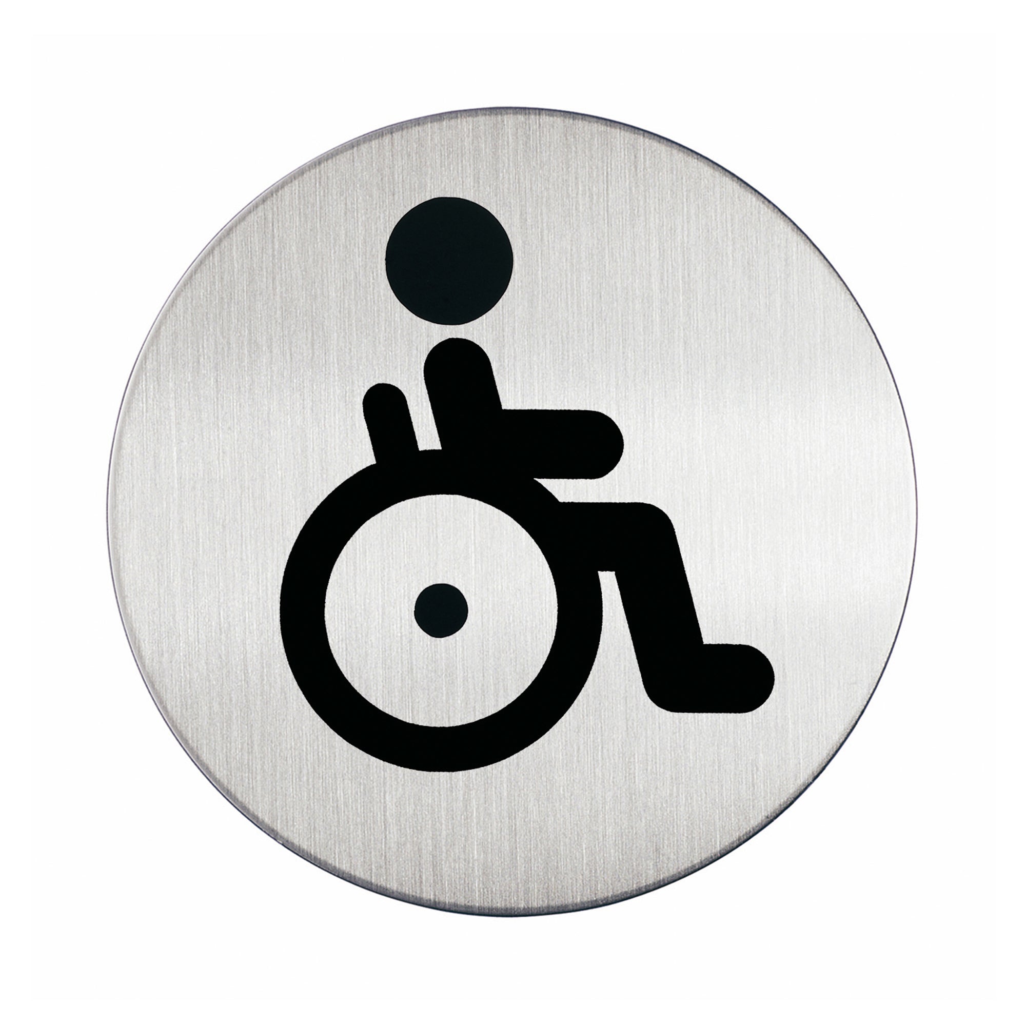 Pittogramma adesivo - WC diversamente abili - diametro 8,3 cm - acciaio - Durable - image 1
