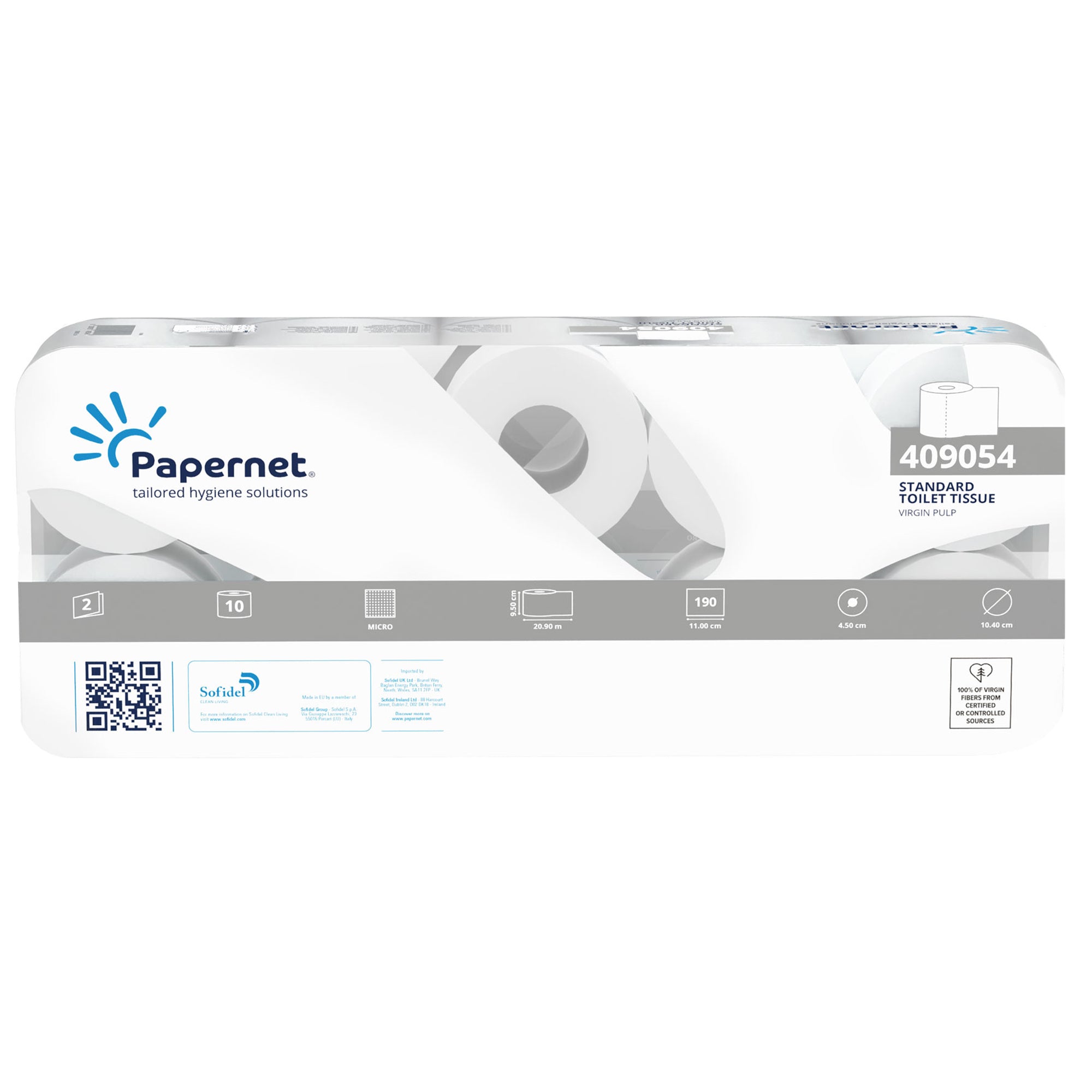 Carta igienica standard - 15,5 gr - diametro 11 cm - 9,5 cm x 21 mt - 190 strappi - Papernet - pacco 10 rotoli - image 1