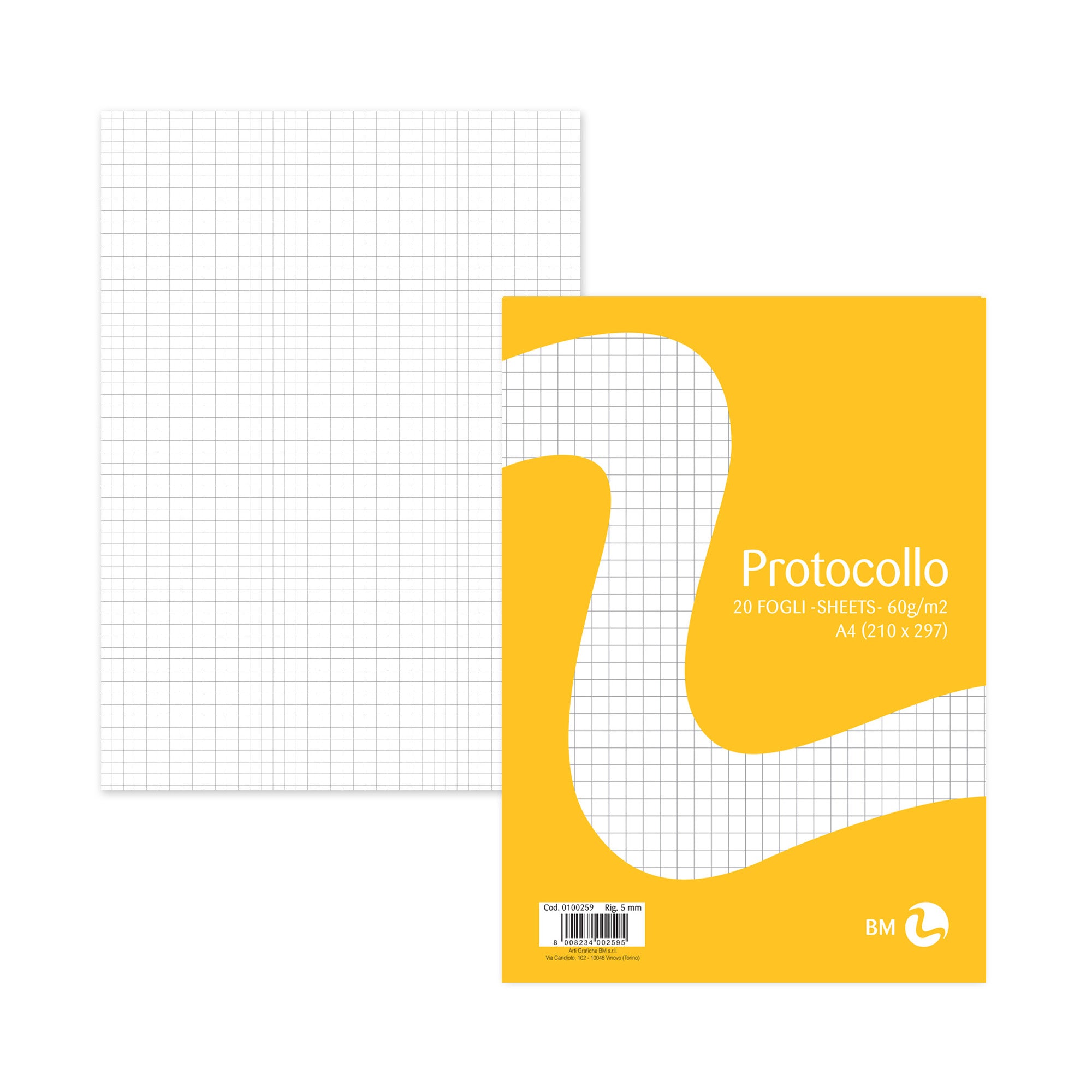 Foglio protocollo - A4 - 5 mm - 60 gr - BM - conf. 20 pezzi - image 1