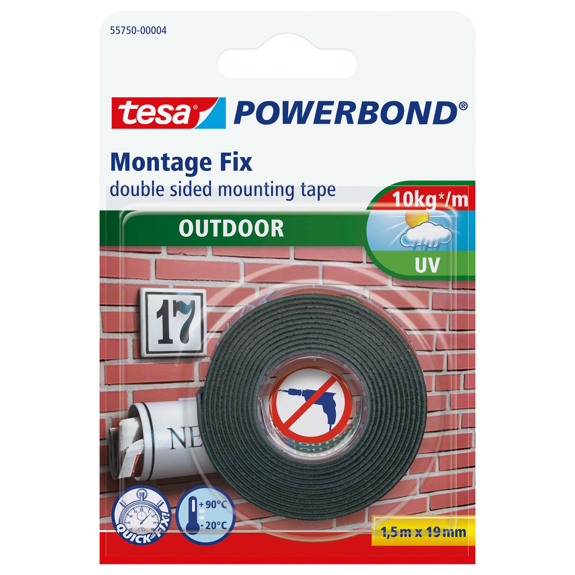 Nastro biadesivo Powerbond - 19 mm x 1,5 m - acrilico - bianco - Tesa - image 1