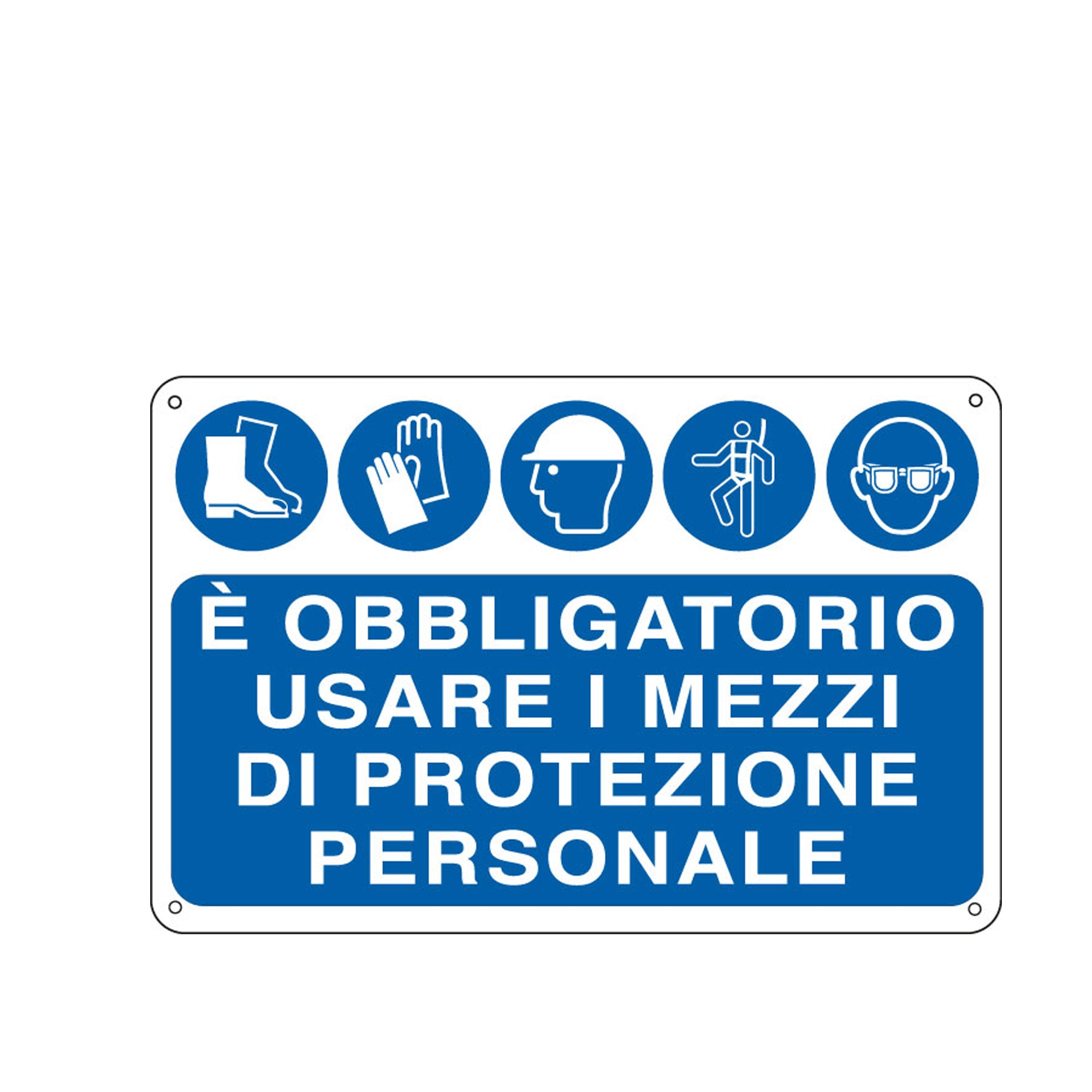 Cartello segnalatore - 30x20 cm - E' OBBLIGATORIO USARE I MEZZI DI PROTEZIONE INDIVIDUALE - alluminio - Cartelli Segnalatori - image 1