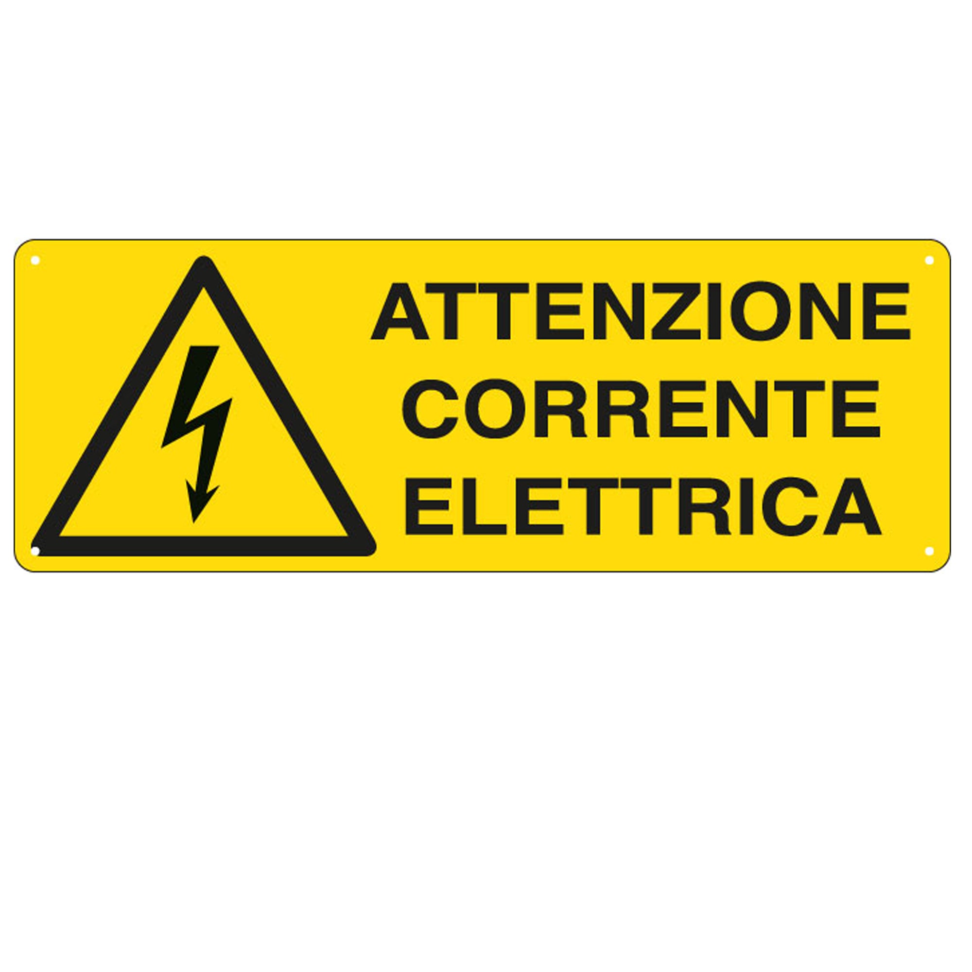 Cartello segnalatore - 35x12,5 cm ATTENZIONE CORRENTE ELETTRICA - alluminio - Cartelli Segnalatori - image 1