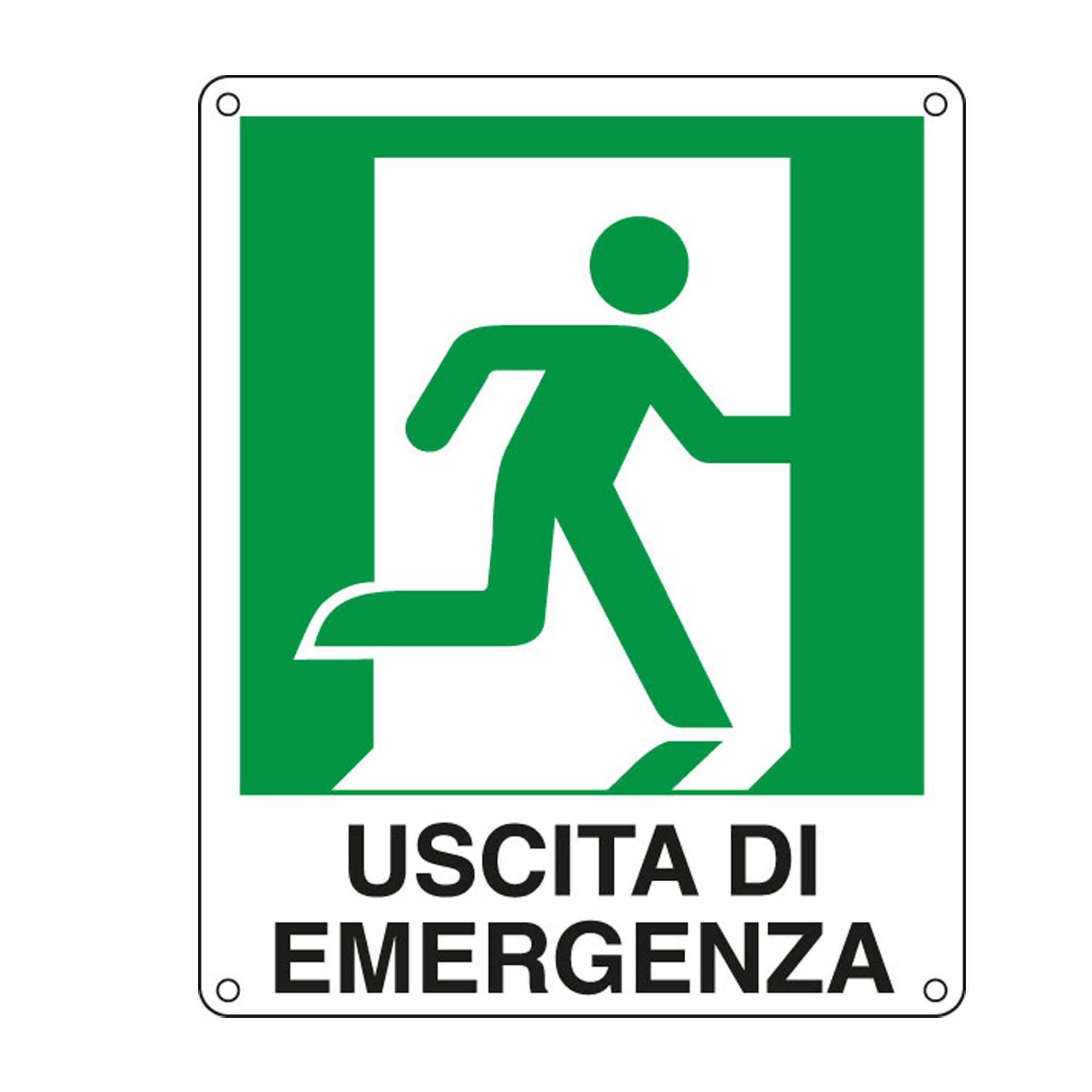Cartello segnalatore - 25x31 cm - USCITA DI EMERGENZA (destra) - alluminio - Cartelli Segnalatori - image 1