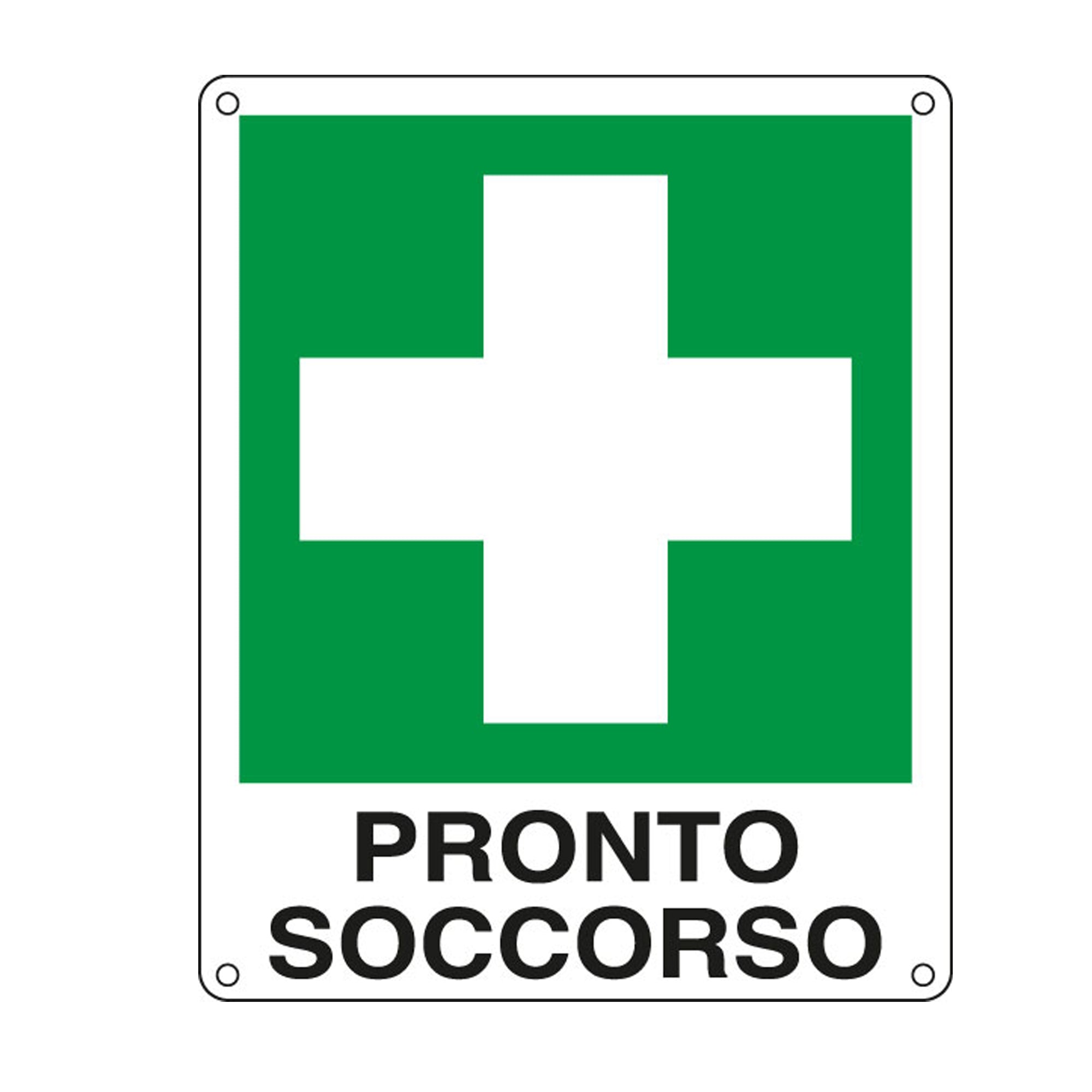 Cartello segnalatore - 12x14,5 cm - PRONTO SOCCORSO - alluminio - Cartelli Segnalatori - image 1