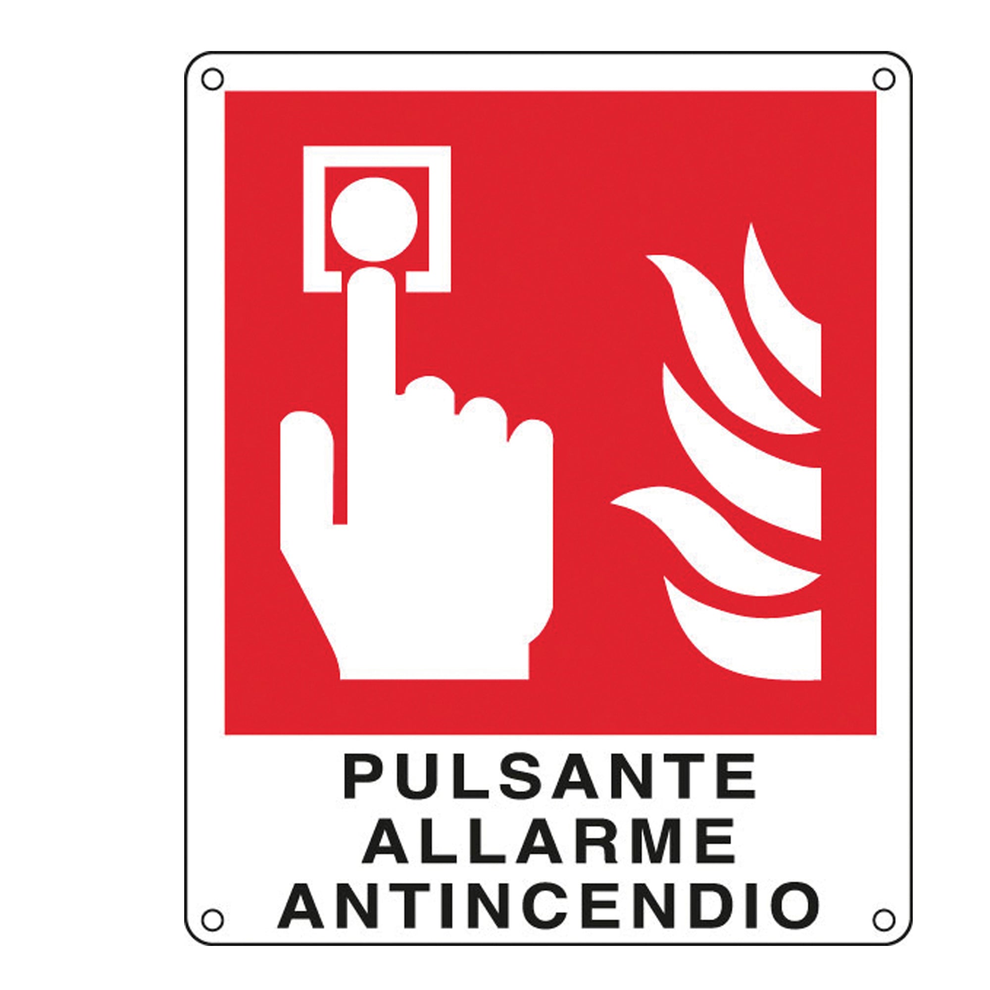 Cartello segnalatore - 12x14,5 cm - PULSANTE ALLARME ANTINCENDIO - alluminio - Cartelli Segnalatori - image 1