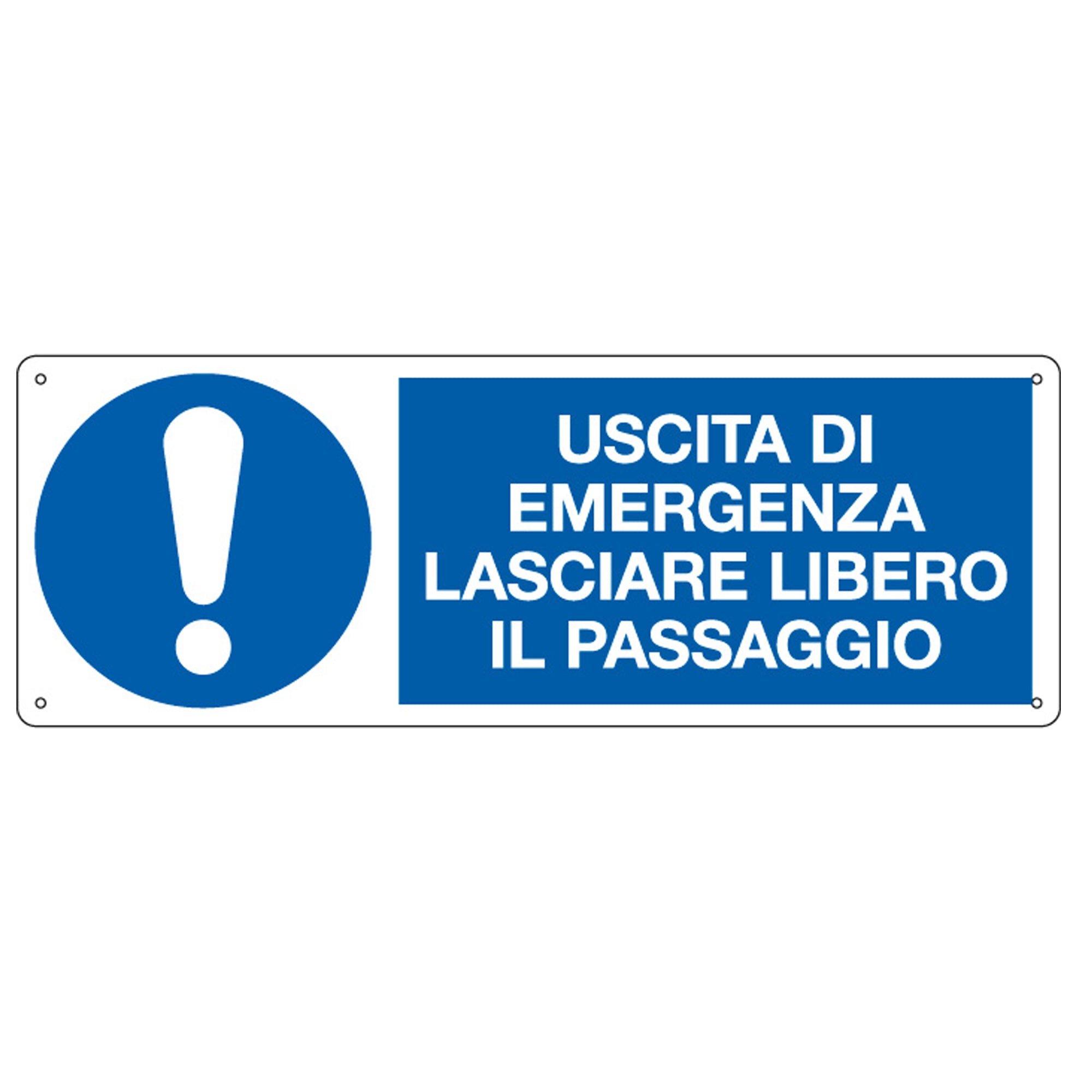 Cartello segnalatore - 35x12,5 cm - USCITA DI EMERGENZA LASCIARE LIBERO IL PASSAGGIO - alluminio - Cartelli Segnalatori - image 1
