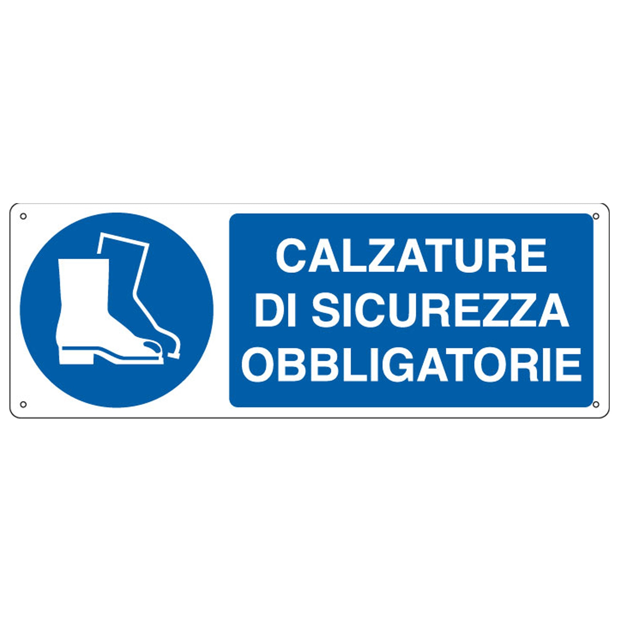 Cartello segnalatore - 35x12,5 cm - CALZATURE DI SICUREZZA OBBLIGATORIE - alluminio - Cartelli Segnalatori - image 1