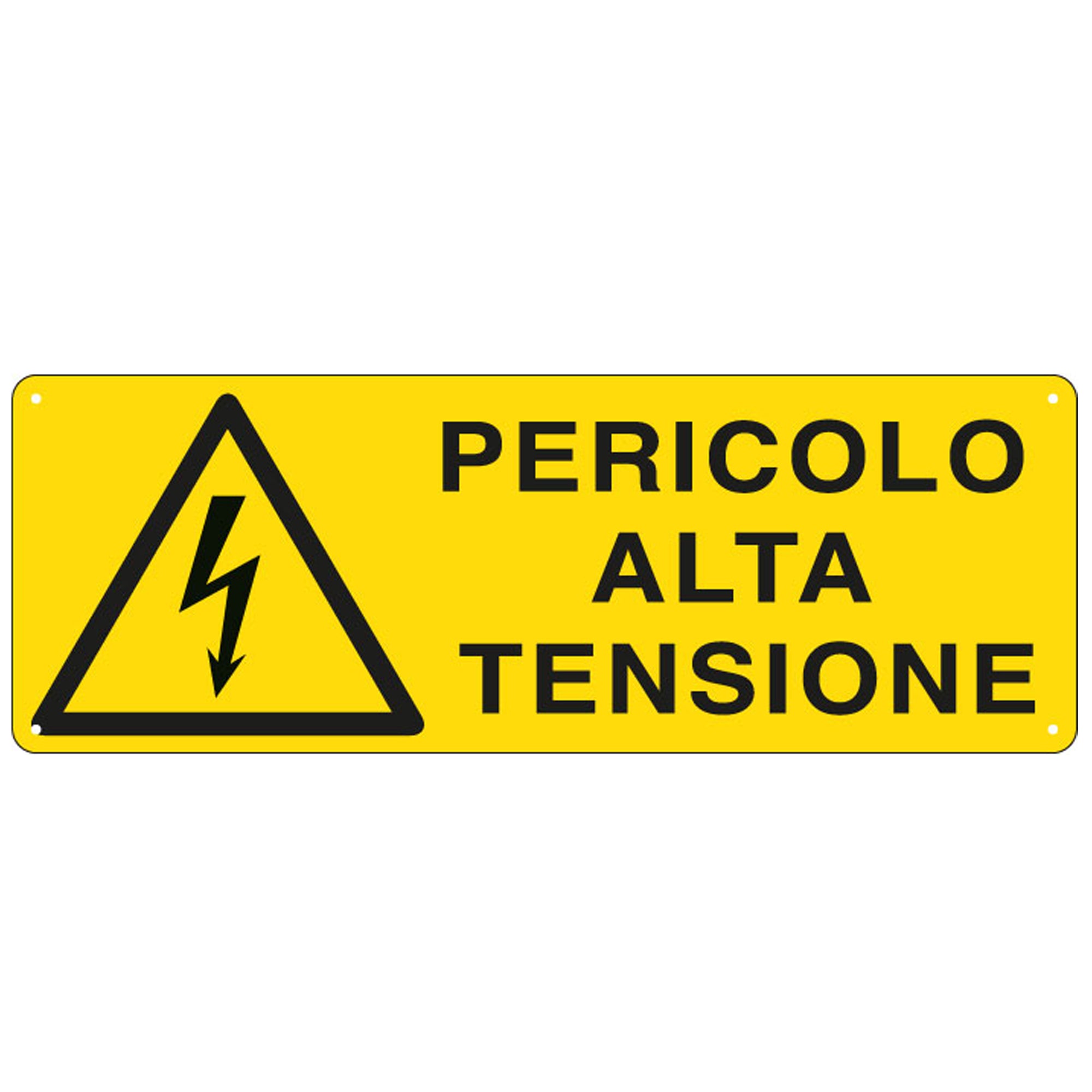 Cartello segnalatore - 35x12,5 cm - PERICOLO ALTA TENSIONE - alluminio - Cartelli Segnalatori - image 1