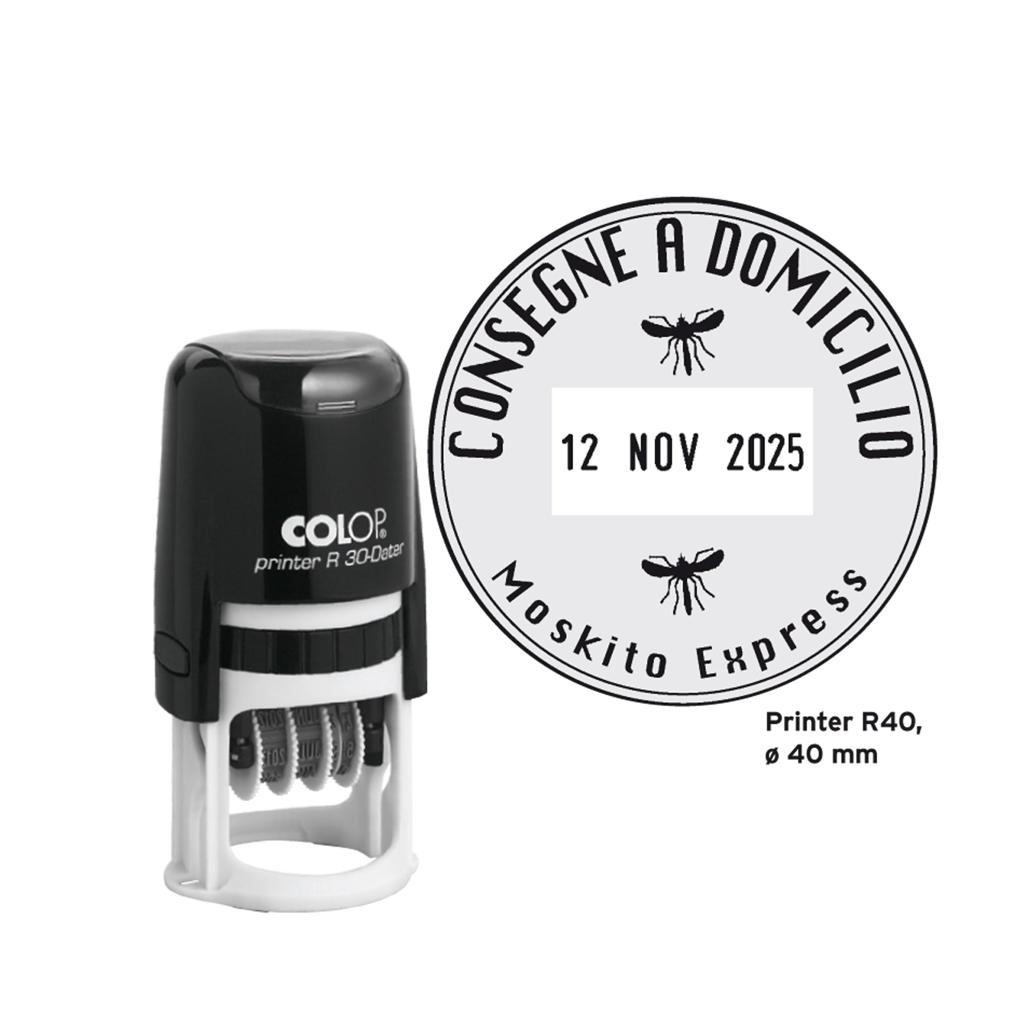 Timbro datario R40 - diametro 40 mm - 6 righe - autoinchiostrante - personalizzabile - Colop - image 1