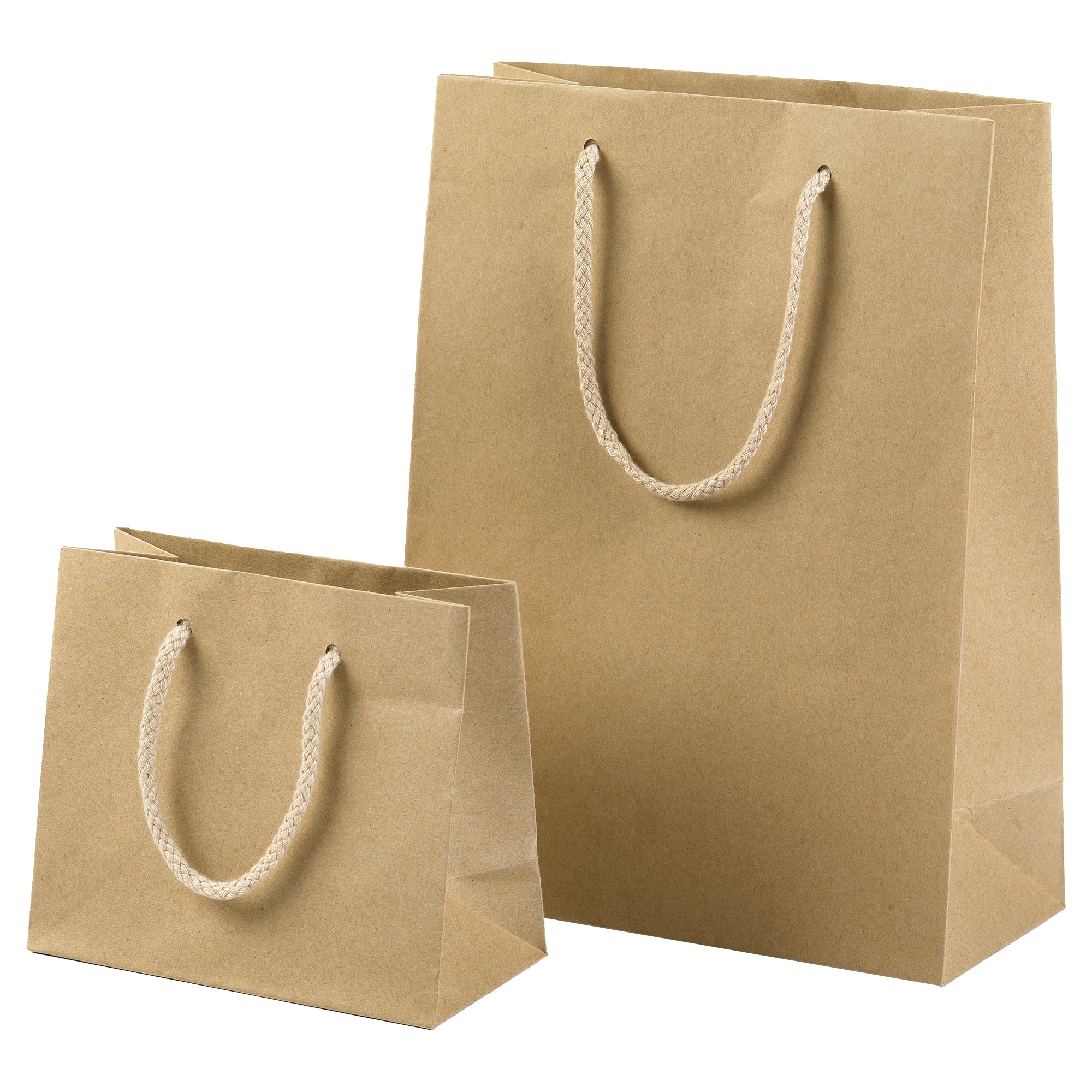 Shopper - maniglie cordino cotone - 12 x 15 + 7 cm - 160 gr - carta kraft - avana - PNP - conf. 12 pezzi - image 1