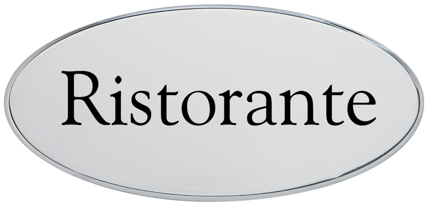 AOL - Targa da porta ovale alluminio satinato bordo satinato