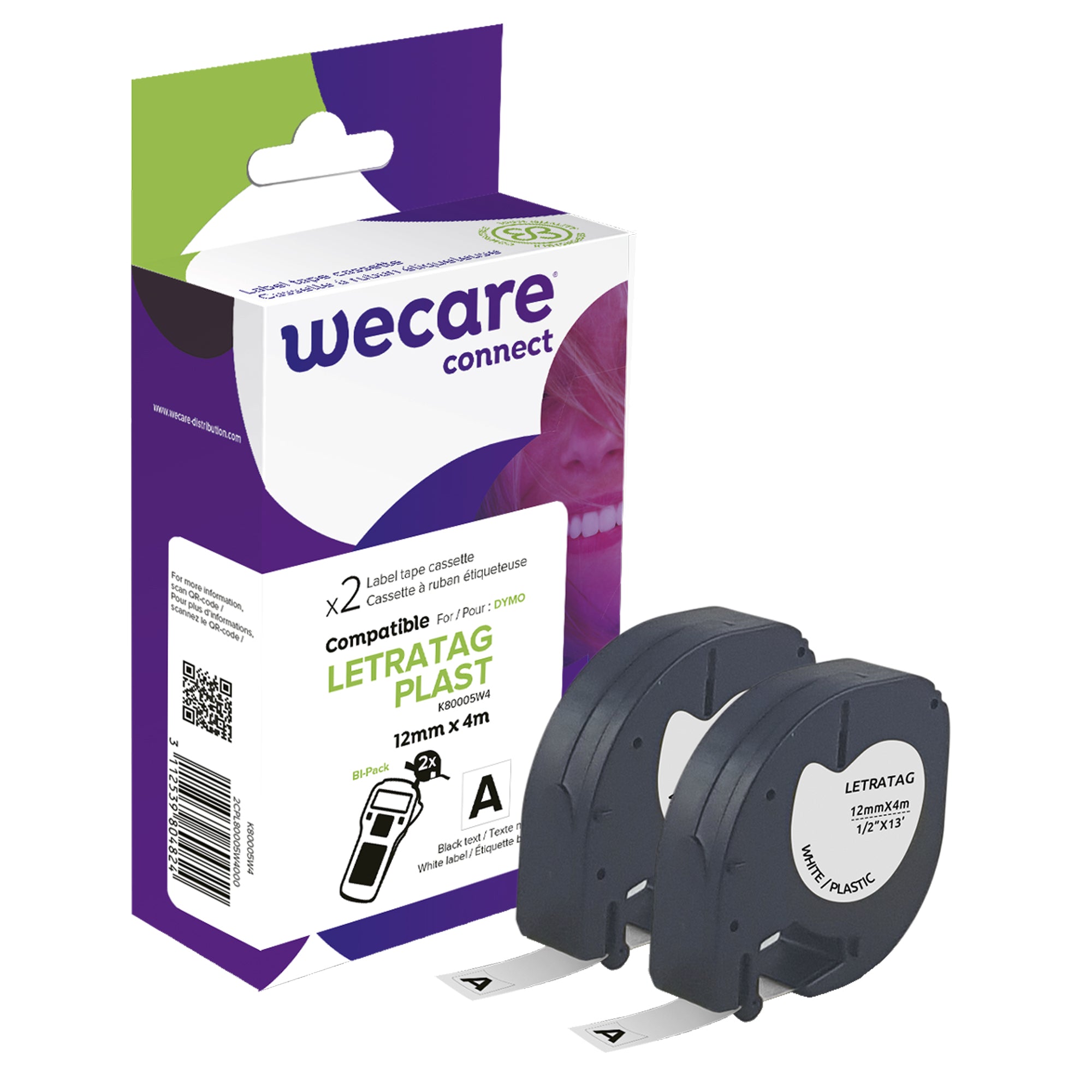 Armor - Nastro Compatibile in Plastica DYMO Letratag (12mmX4mt) - Bianco - image 1