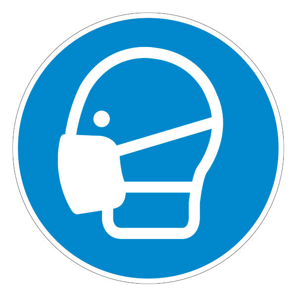 Adesivo tondo "maschera di protezione delle vie respiratorie"