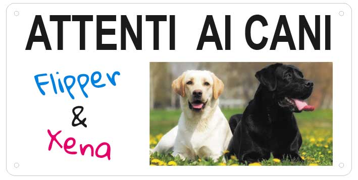 Cartello "Attenti al Cane" (personalizzato)