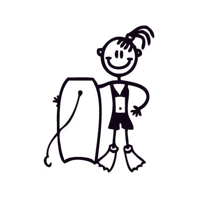 Bambina con tavola da bodyboard - Adesivi Famiglia