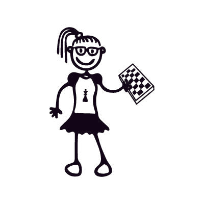 Bambina con gli scacchi - Adesivi Famiglia