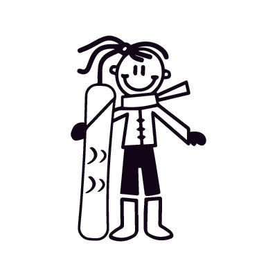 Bambina con lo snowboard - Adesivi Famiglia