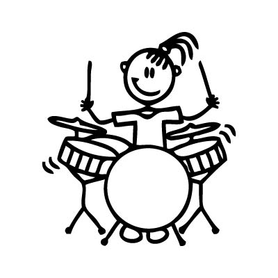 Bambina batterista - Adesivi Famiglia