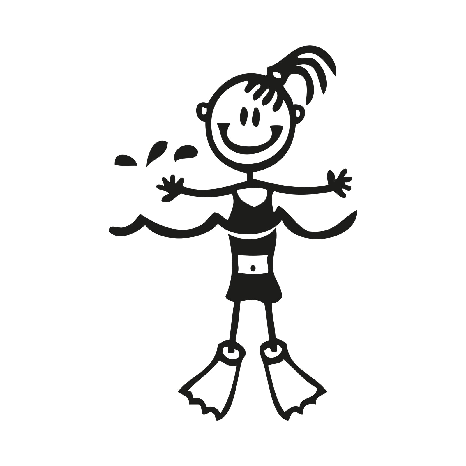 Bambina che nuota - Adesivi Famiglia