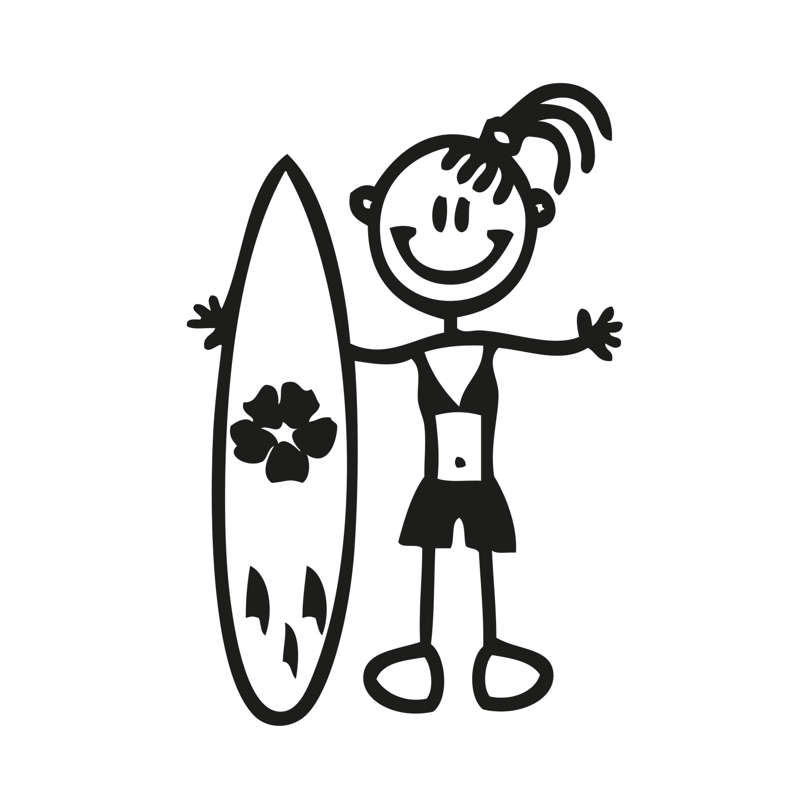 Bambina con surf - Adesivi Famiglia