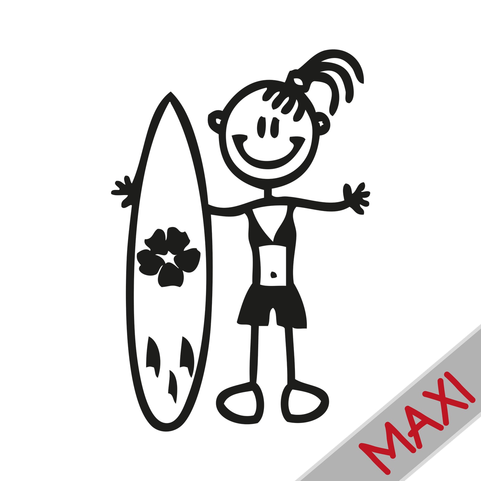 Bambina con surf - Maxi Adesivi Famiglia per Camper