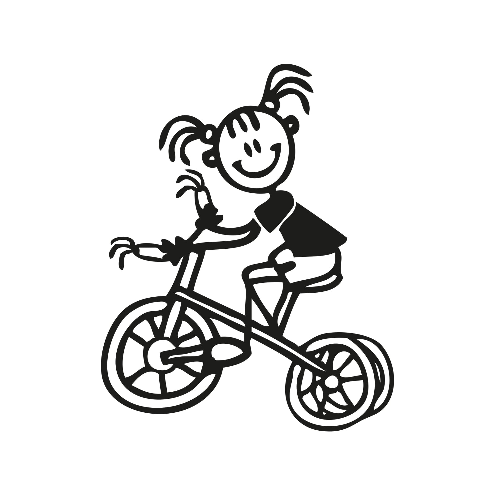 Bambina con triciclo - Adesivi Famiglia