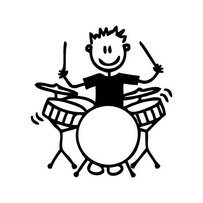 Bambino con la batteria - Adesivi Famiglia