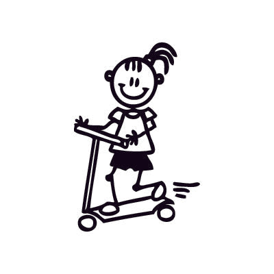 Bambina sul monopattino - Adesivi Famiglia