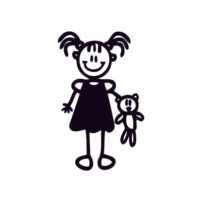 Bambina con orsacchiotto - Adesivi Famiglia