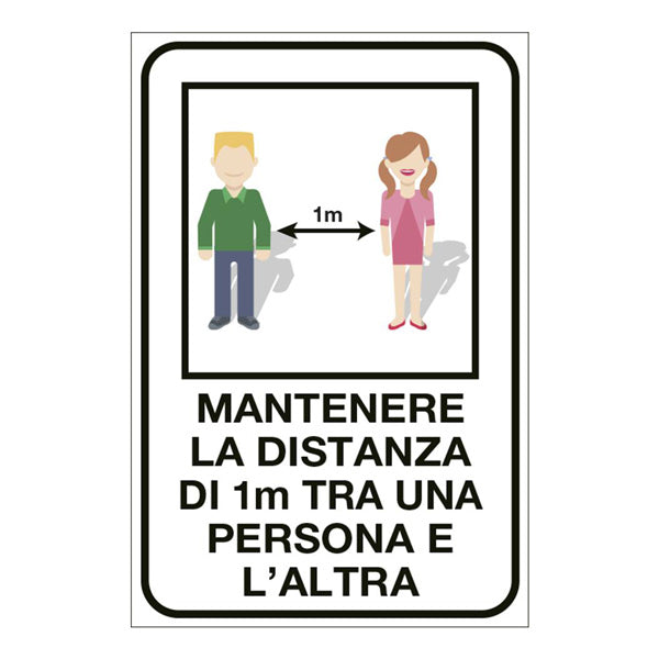 Adesivo "Mantenere la distanza di 1 metro tra una persona e l'altra"