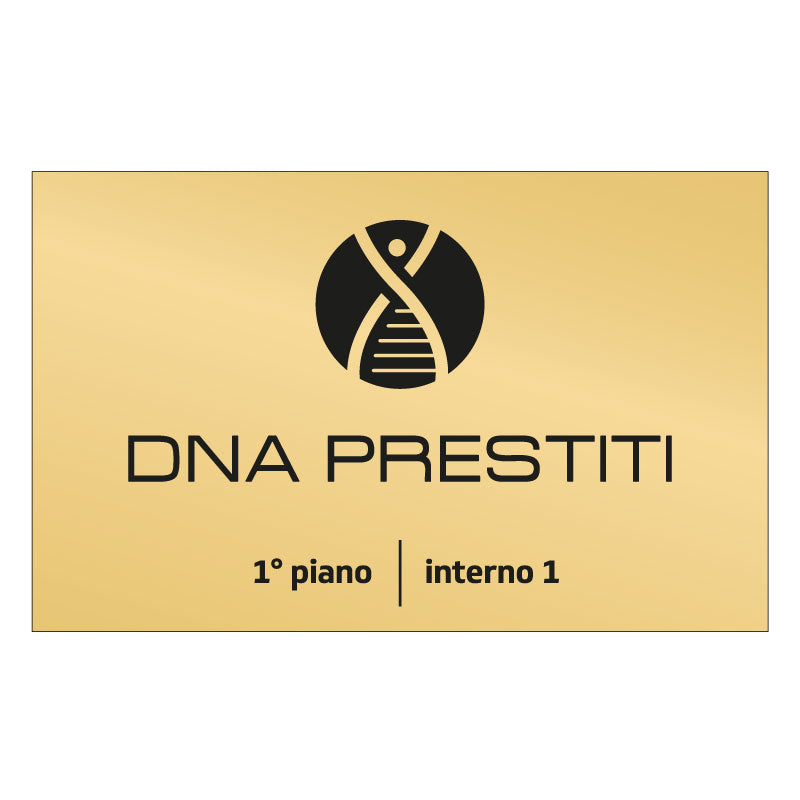 Targa in ottone inciso "DNA Prestiti"