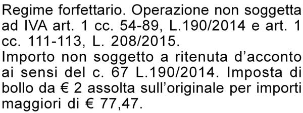 Timbro per nuovo regime forfettario ed imposta di bollo assolta