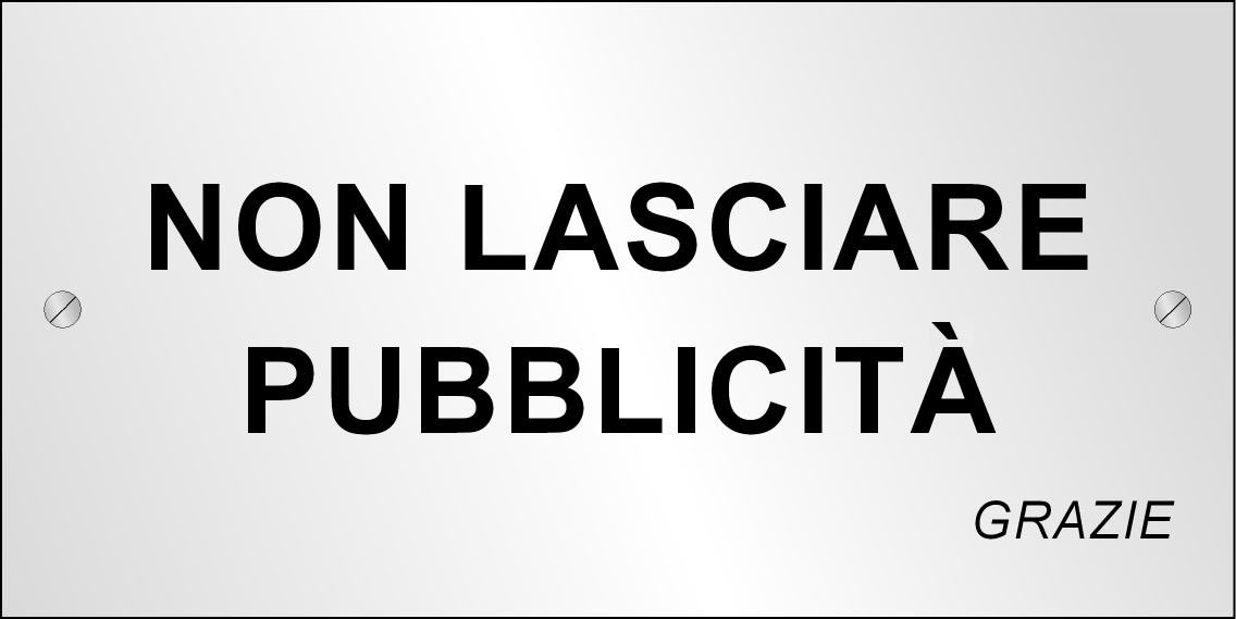 Targhetta metallica No Pubblicità (200x100 mm)