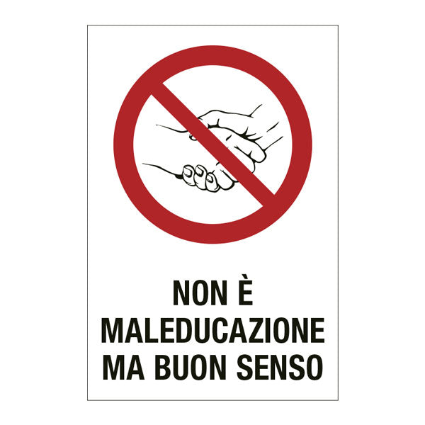 Adesivo non stringersi le mani "Non è maleducazione ma buonsenso"