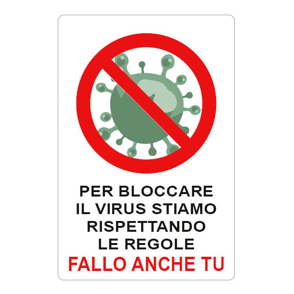 Adesivo "Per bloccare il virus stiamo rispettando le regole, fallo anche tu"