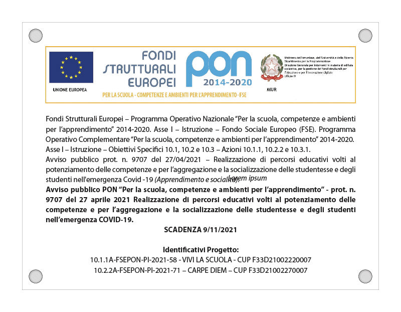 Targa in plexiglas (PON)