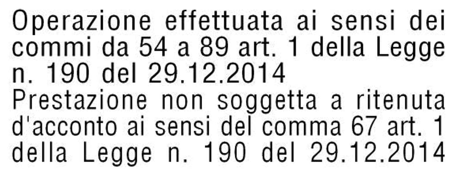 Timbro per prestazione non soggetta a ritenuta d'acconto